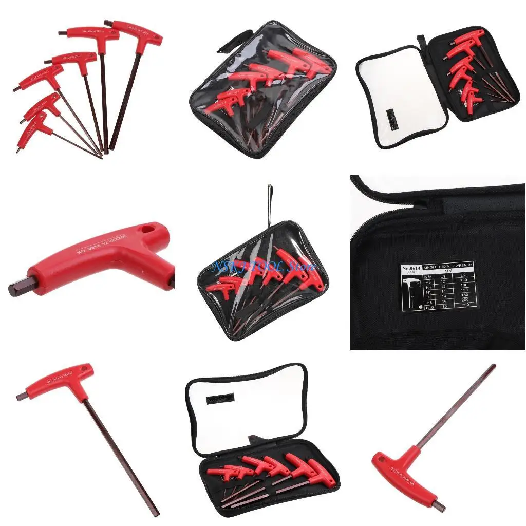 

L8RC 6x Useful T-Handle Allen Wrench Set Long Arm Allen for Key Set for Rapid Mainten