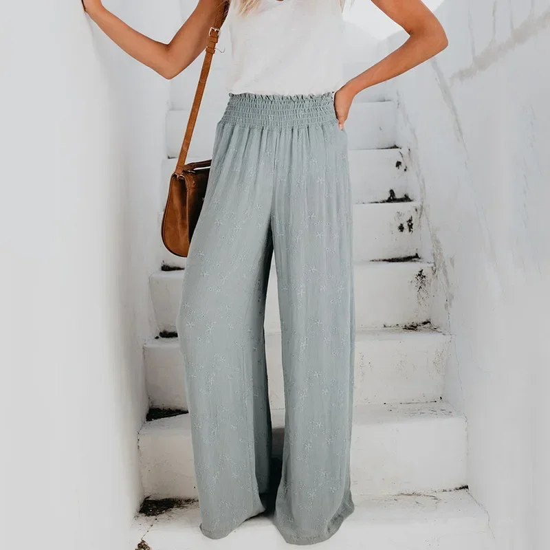 Womens Wide-leg Pants Summer 2023 Fashion High Waist Women Casual Pants