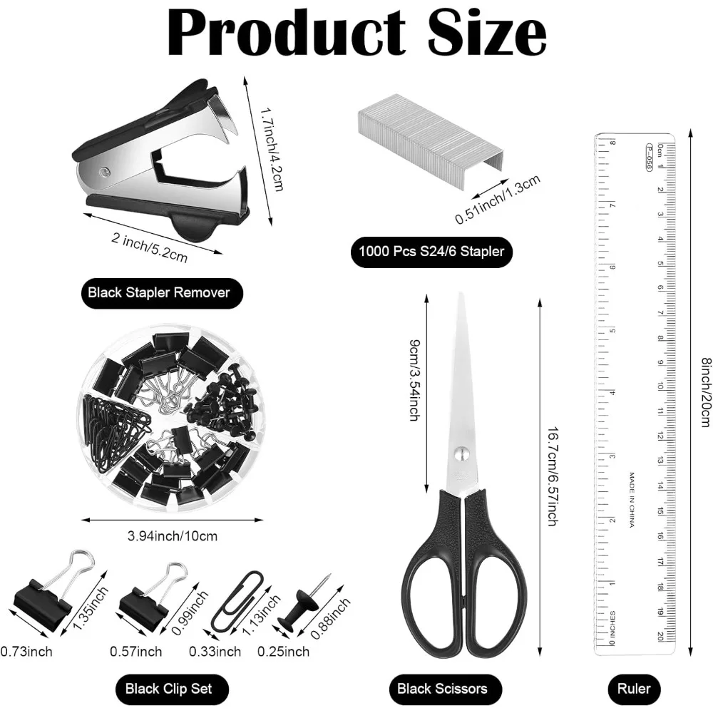 black desk organizer and accessories, black desk asccessories office supply kit include mesh desktop organizer stapler 1000 stap