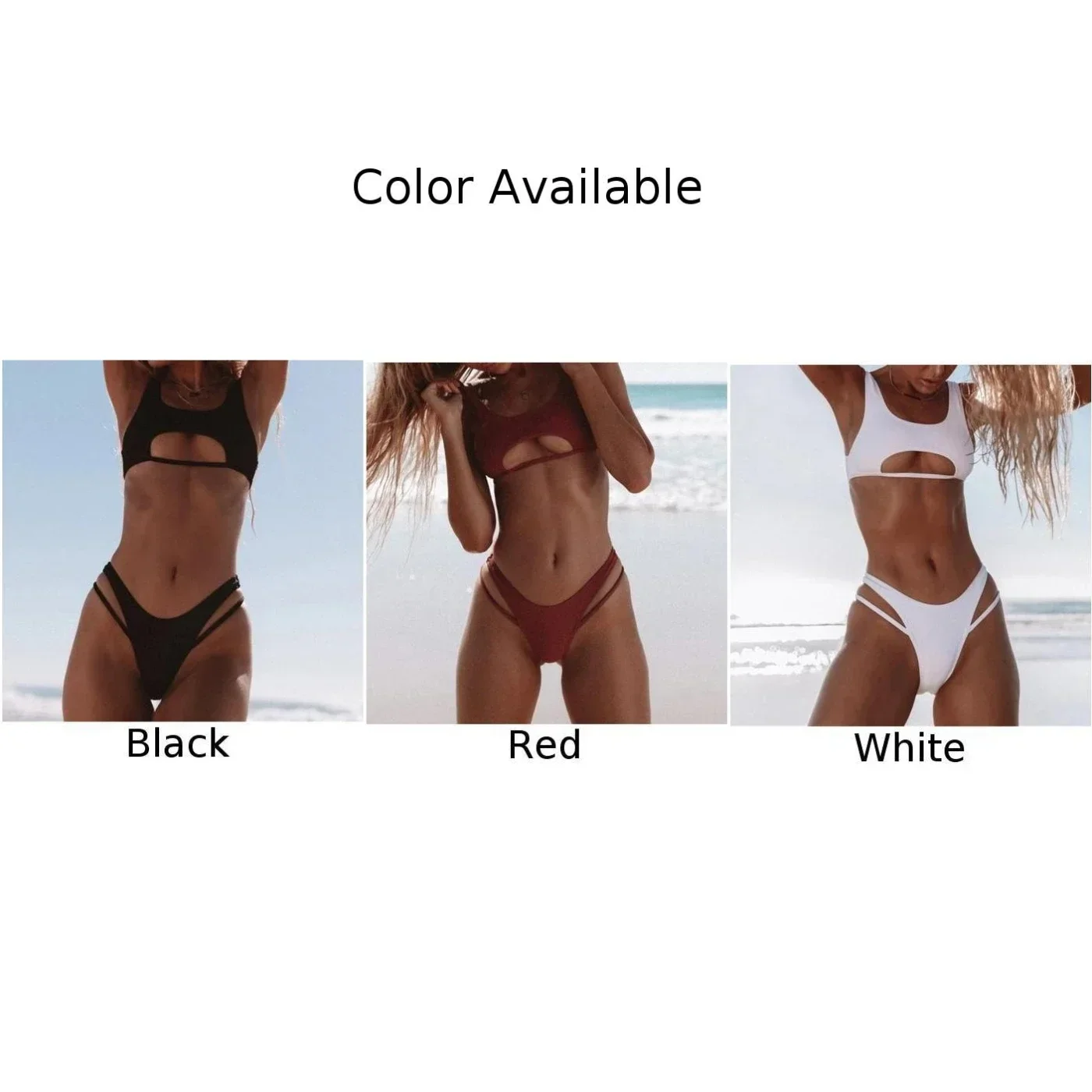 Conjunto de Bikini hueco Sexy para mujer, ropa de playa, lencería de baño de alta calidad, Body delgado de peluche, traje de baño ligero erótico