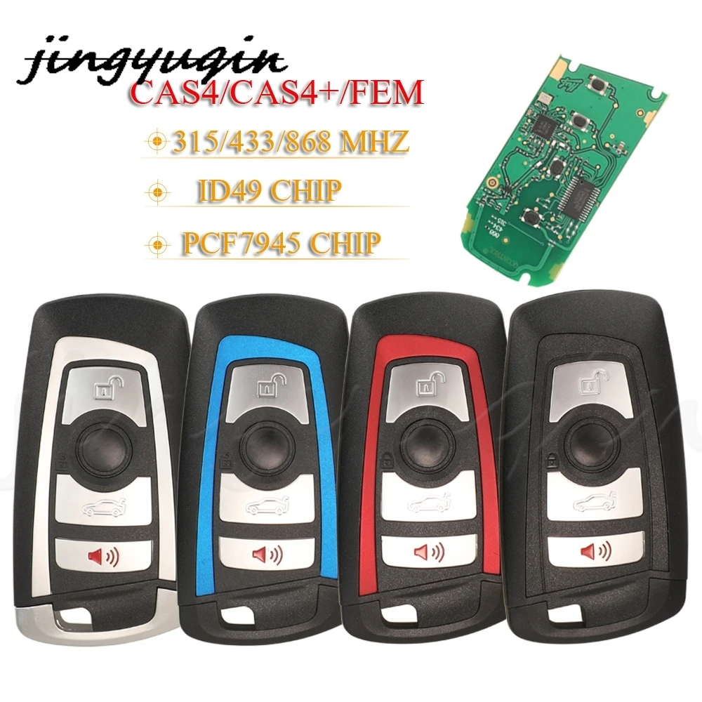 

jingyuqin 315/433/868Mhz PCF7945 Smart Remote Key Keytless Entry For BMW F 3 5 7 Series X5 X6 F20 F22 F30 CAS4 CAS4+ FEM