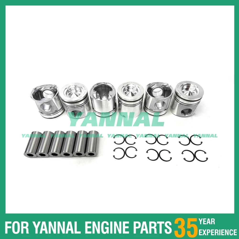 

6 шт. 3965497 Поршневой комплект со штифтом для деталей двигателя экскаватора Cummins QSB5.9