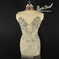 Handmade Quality Rhinestone Bodice Applique Full Body Beaded Crystal Evening/Wedding Dresses Patches For Gown JY097 2024