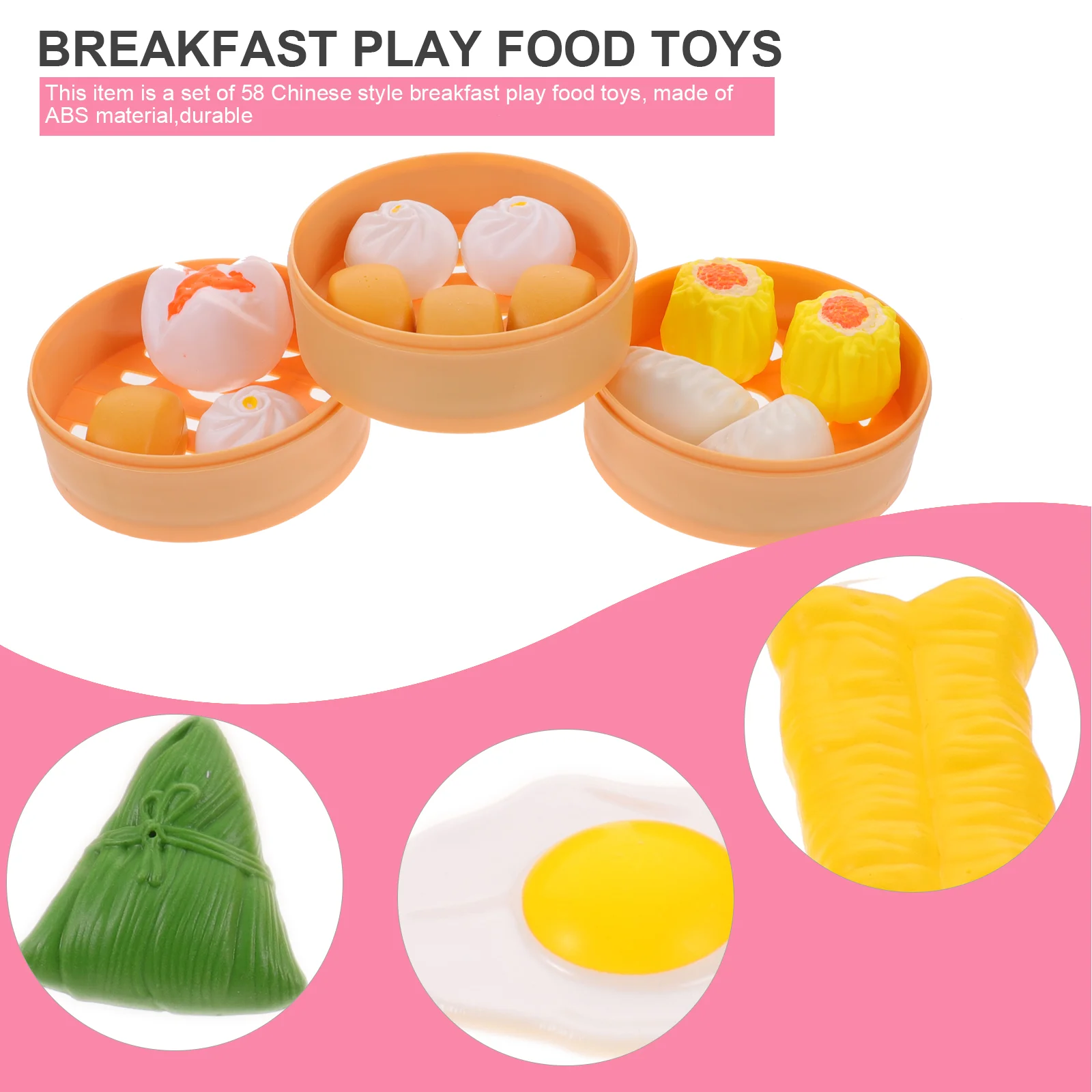 Kitchen Toys Kid Gift Pretend Role Play Steamed Buns Chinese Breakfast Cooking Plastic Food Children's