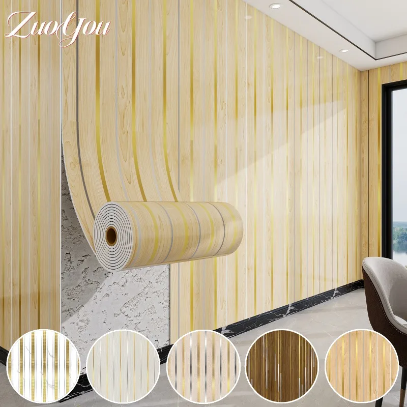 วอลเปเปอร์ลายไม้กันน้ำแบบมีกาวในตัว วัสดุไวนิล สำหรับตกแต่งผนังแบบม้วน ฟิล์มตกแต่งผนังห้องนอน ของตกแต่งบ้าน ทำจากพีวีซี