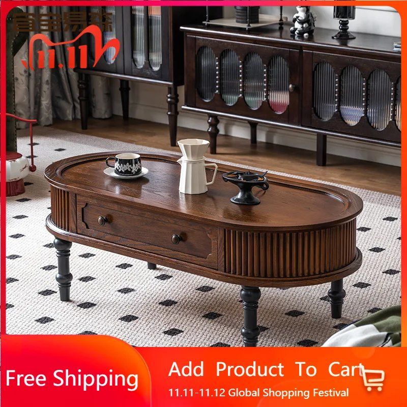 

Wood Vintage Coffee Table Standing Design Aesthetic Quality Coffee Table Drawers Creativity Meubles Chinese Style Furniture
