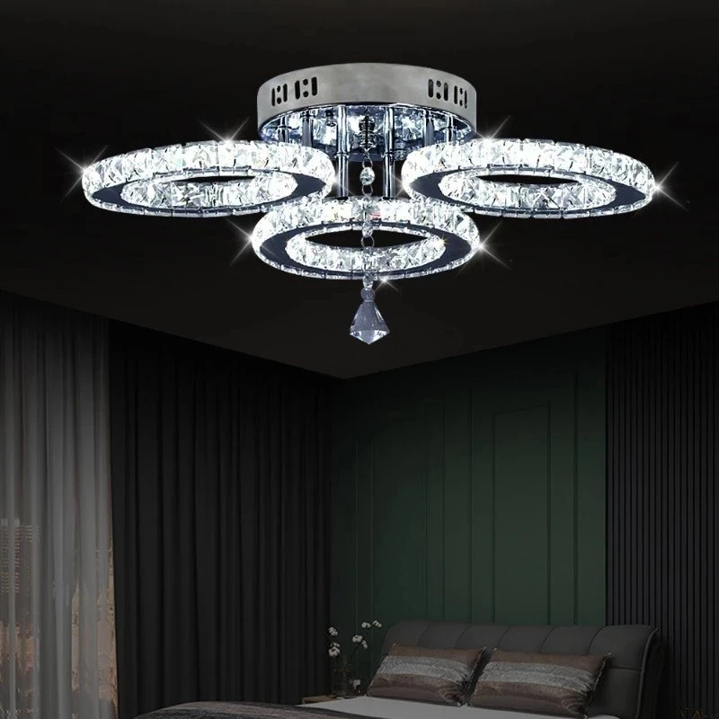 2022  Atmosphere K9 LED Crystal Ceiling Lamp，Lighting Modern Stainless Steel Luminaire  for Drawing room,Restaurant，Bedroom