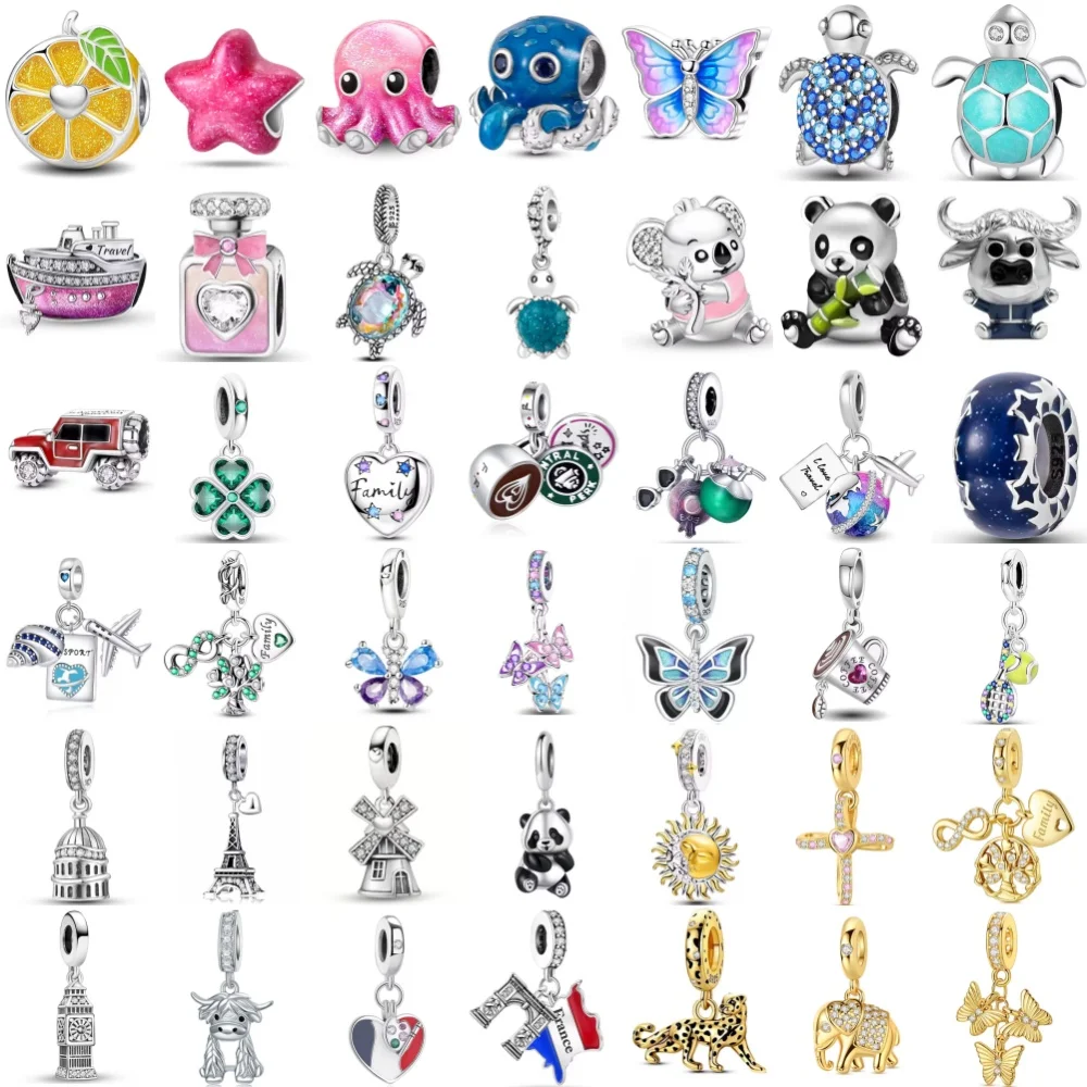 New 925 Silver, Octopus,Butterfly Beads,Turtle,Cow Pendant Suitable for Original Bracelets, DIY Accessories,Exquisite Jewelry ﻿