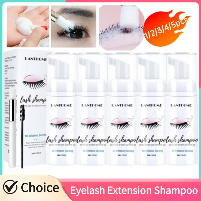 1/2/3/4/5pcs Eyelash Extension Shampoo Foam Kit Eyelash Extension Glue Eye Lash Cleansing Foam Eye Makeup Remover