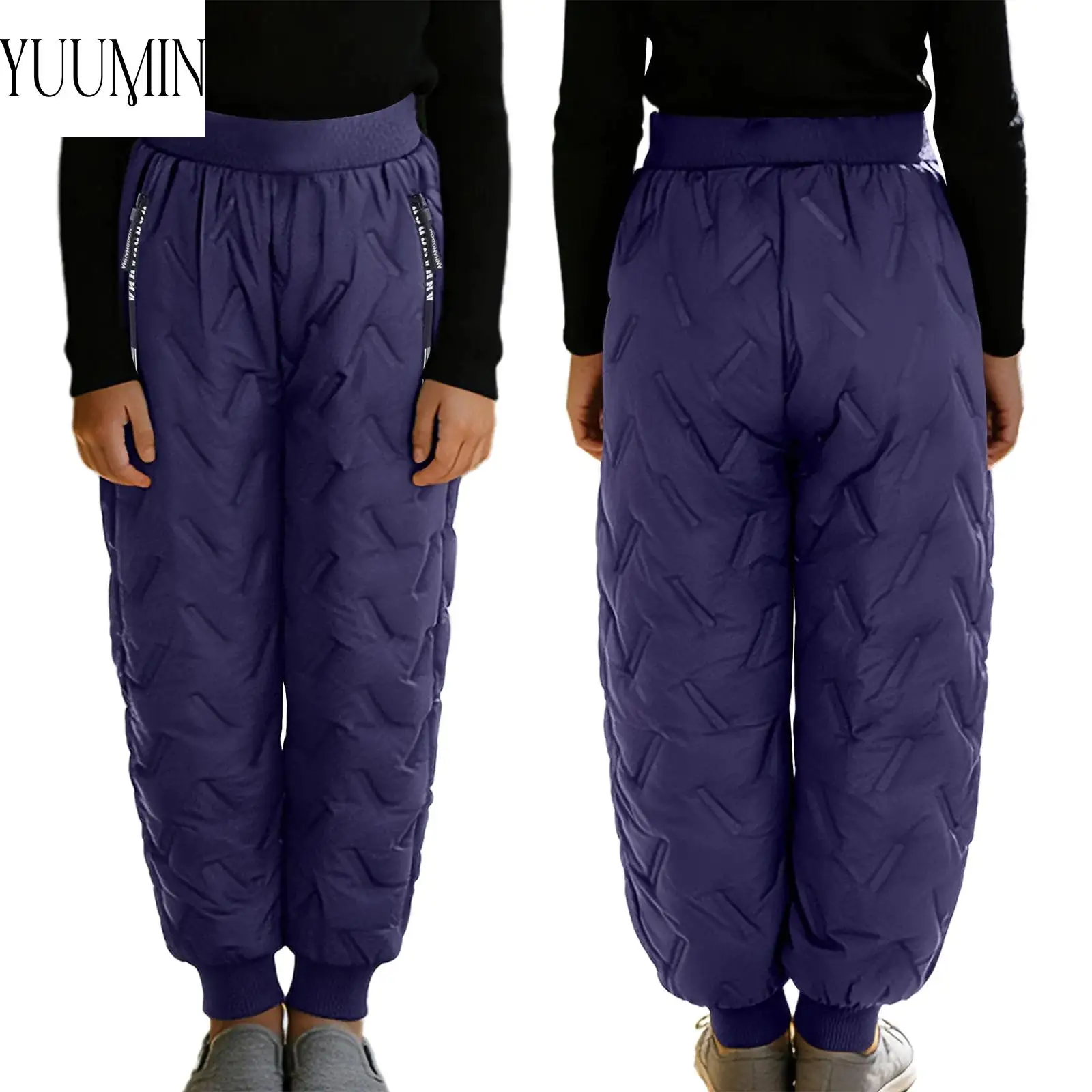 

Теплые брюки на толстой флисовой подкладке для мальчиков и девочек, спортивный костюм на открытом воздухе, катание на лыжах, сноуборде, брюки с эластичной резинкой на талии для повседневной повседневной носки