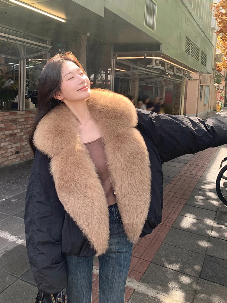 New Fashion Winter Natural Fox Fur Coat Goose Down Jacket Luxury Puffer Jackets Women Parkas Clothing Hot Sale