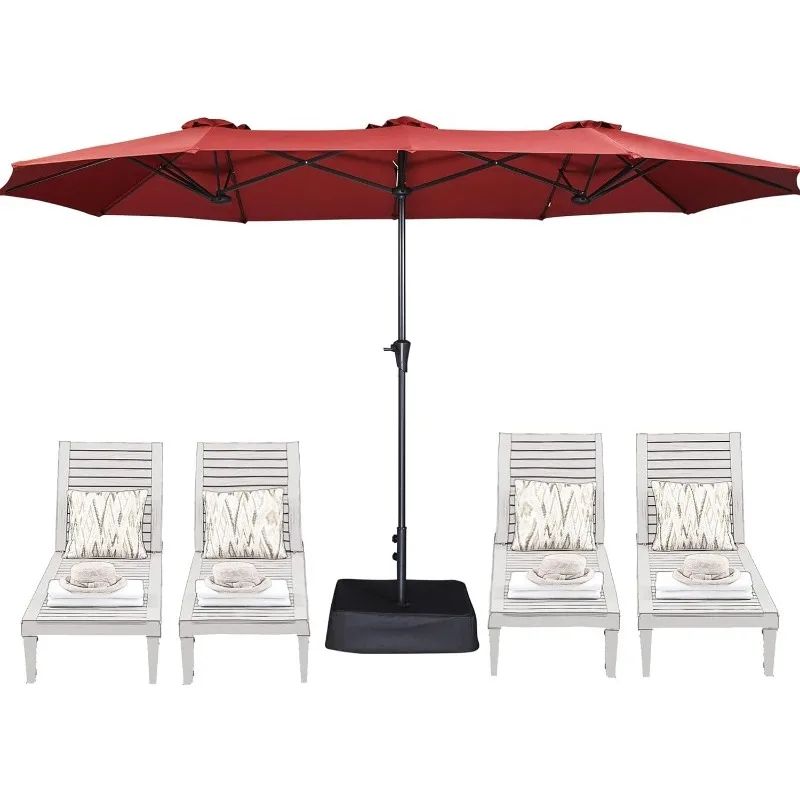 

13FT Outdoor Patio Umbrella with Base Included, Double Sided Pool Umbrellas with Fade Resistant Canopy, Large Table Umbrella