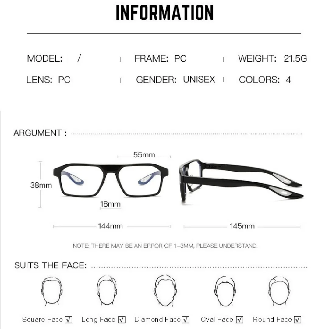 Square Photochromic Blue Light Blocking Large Frame Eyeglasses fashion Reading Glasses ladies Prescription Glasses for Men