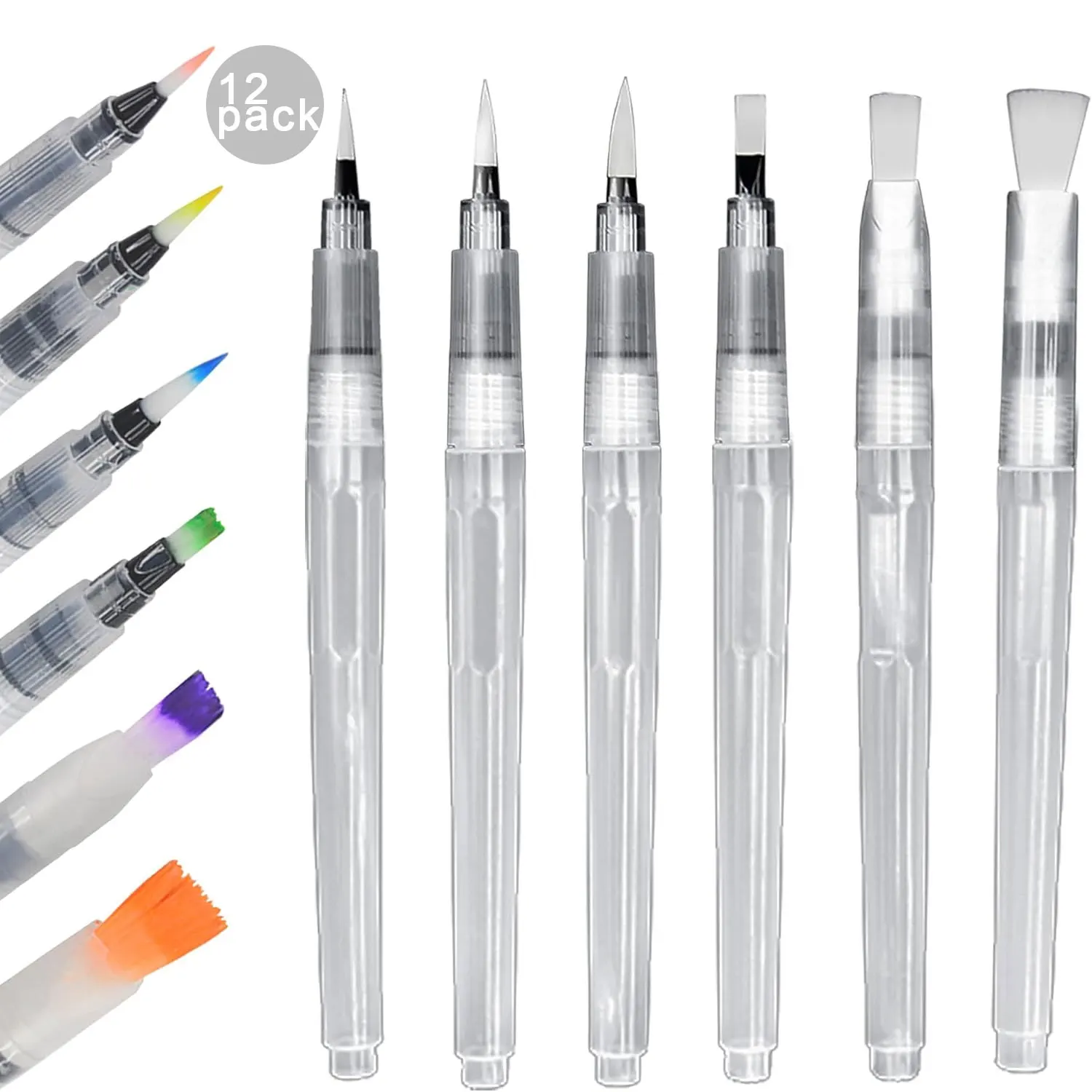 6/12/18 قطعة أقلام فرشاة ألوان مائية نصائح مسطحة دقيقة فرشاة الرسم بالألوان المائية للصبغ الأكريليك اللوازم الفنية المدرسية #1