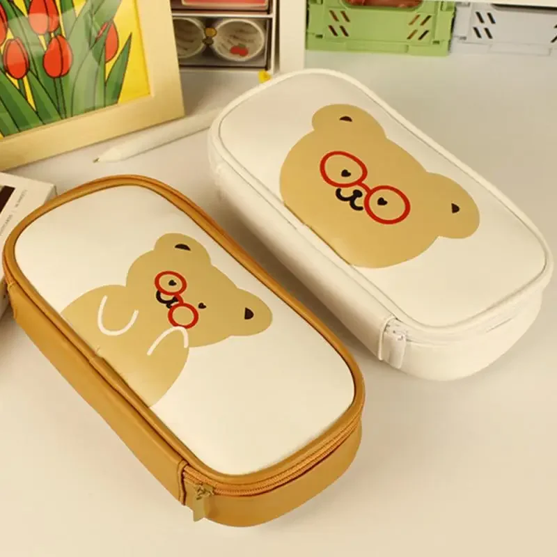 New Pencil Case Creative and Lovely Large Capacity Exquisite Workmanship Fresh Print Students Pencil Box PU Durable Makeup Bags