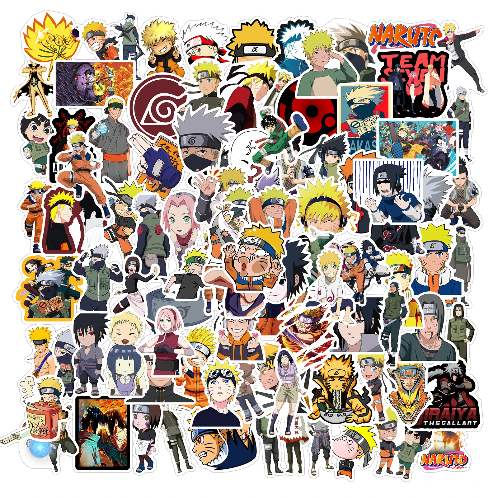 Pegatinas de dibujos animados de Naruto Animes para niños, calcomanías impermeables de grafiti para teléfono, guitarra, portátil, cuaderno, Maleta,