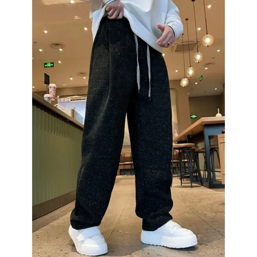 Versatile Straight Slacks Men's Autumn Winter Loose Invisible Open Crotch Outdoor Sex Large Size Wide Leg Pants Mopping Pants