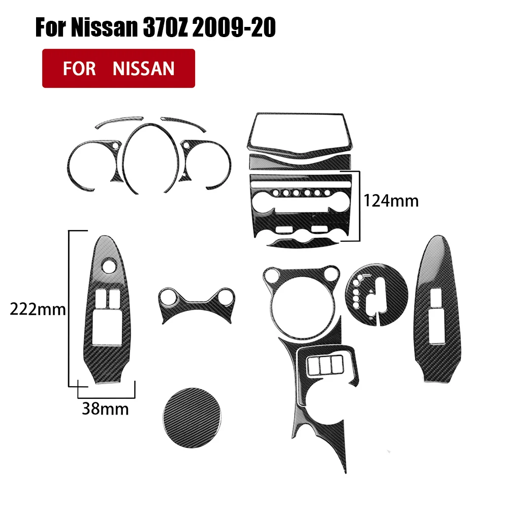 

For Nissan 370Z Z34 2009-20 Car Interior Carbon Fiber Cover Sticker Fill Kit Dashboard Door Center Console Trim Decoration Set