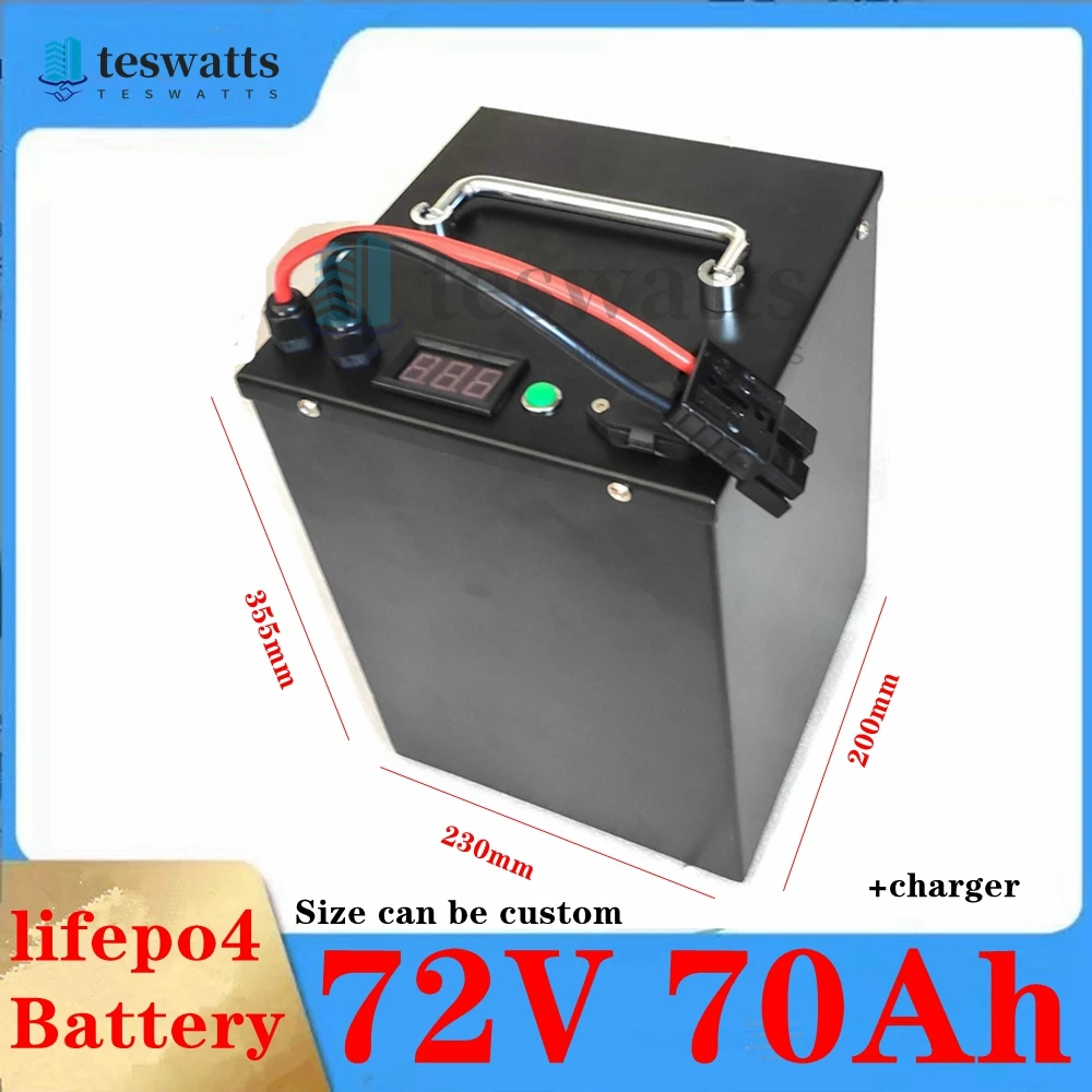 

waterproof 72V 70Ah lifepo4 battery High Power Lithium BMS for 7000w 5000w bicycle bike scooter Motorcycle + 10A charger