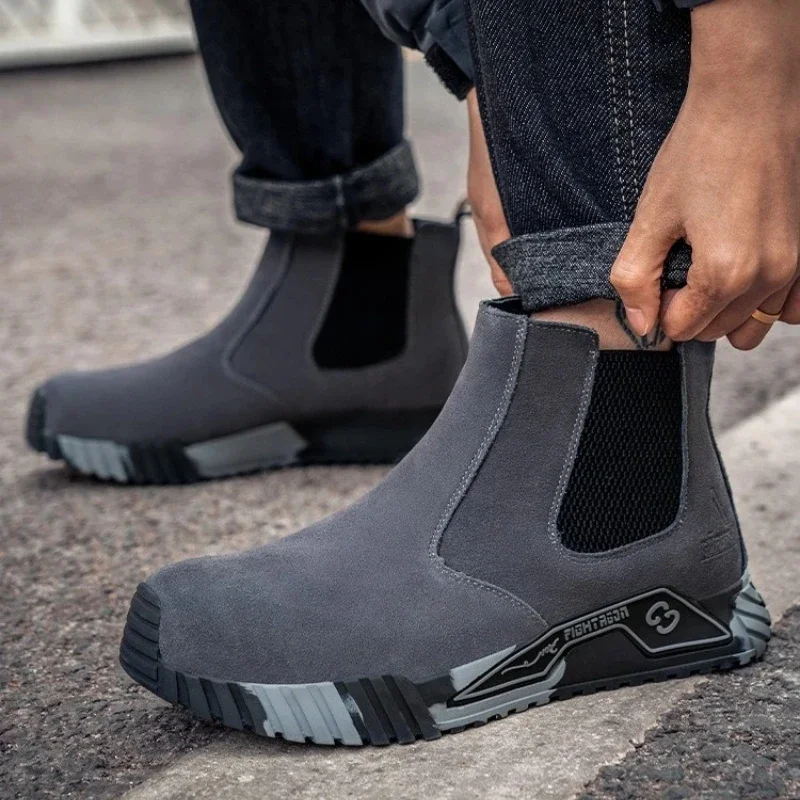 

steel toe work boots for men industrial construction work protection shoes anti smash anti puncture safety shoes without laces