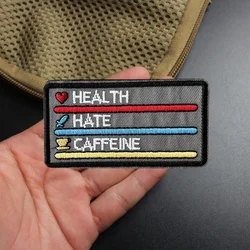 Parche táctico salud odio cafeína – Bordado militar con gancho
