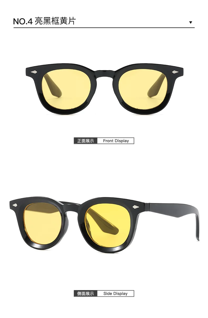 Retro Runde Männer Sonnenbrille Mode Klare Ozean Objektiv Shades UV400 Frauen Trend Nieten Gläser – Detail 10