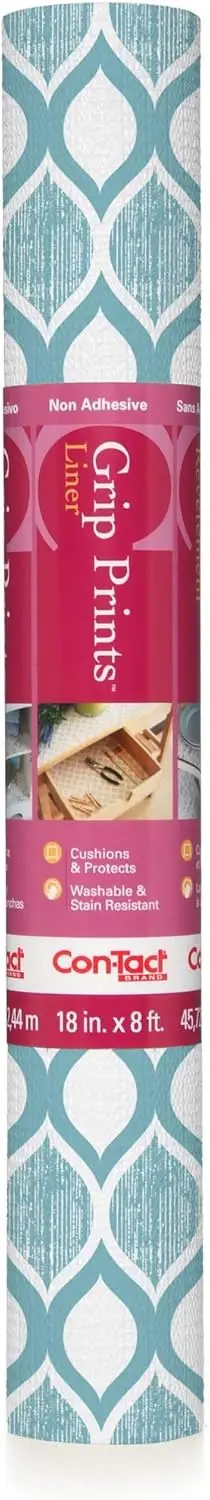 

Brand Grip Prints Shelf Liner, Durable and Non-Adhesive Liners, Non-Slip Drawer and Cabinet Liner, 18" x 8', Savoy Blue, Pack of