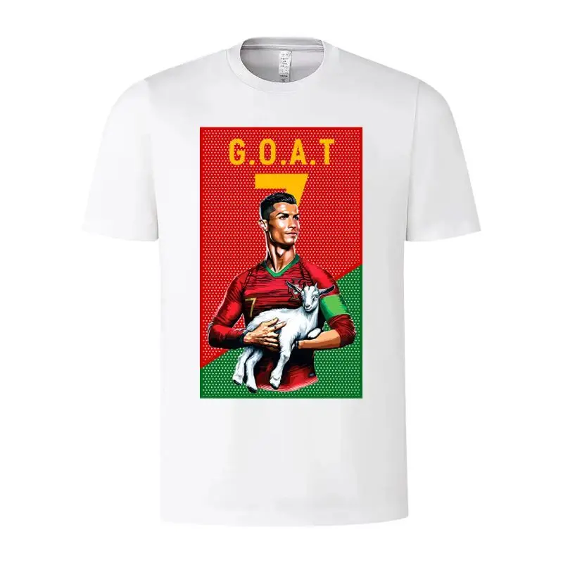 26 تي شيرت كريستيانو رونالدو برسومات الماعز 100% قطن برقبة دائرية للمنتخب الوطني البرتغال # 7 تي شيرتات كرة قدم للجنسين بأكمام قصيرة مطبوعة #3