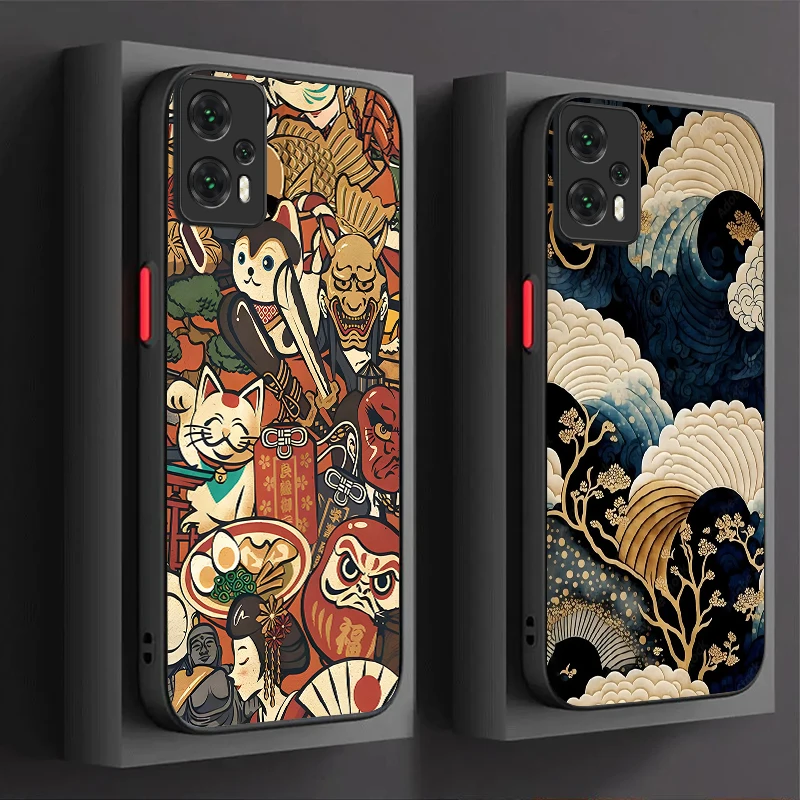 Japan Ukiyo-e Samurai Sea Wave Case For Xiaomi POCO M6 Pro 4G C65 X6X3 NFC X4 GT X5 F3 F4 F5 F6 13T 12T 11T 10T 13 12 11 Lite 5G