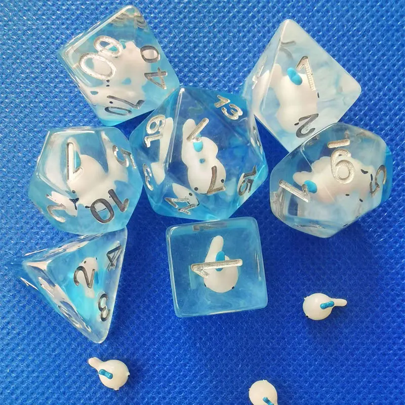 

7pcs/set COC Resin Dice for DND TRPG RPG Cartoon Dolphin Design Cthulhu Board Game Role Play Polyhedral Digital DND Dice Set