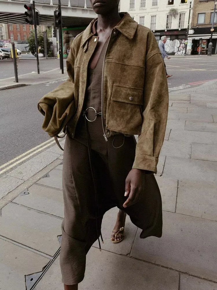 Jaqueta de Couro Estilosa para Mulheres, Moda Outono, Nova Chegada 2025, Ajuste Padrão, Casaco Curto E para Mulheres