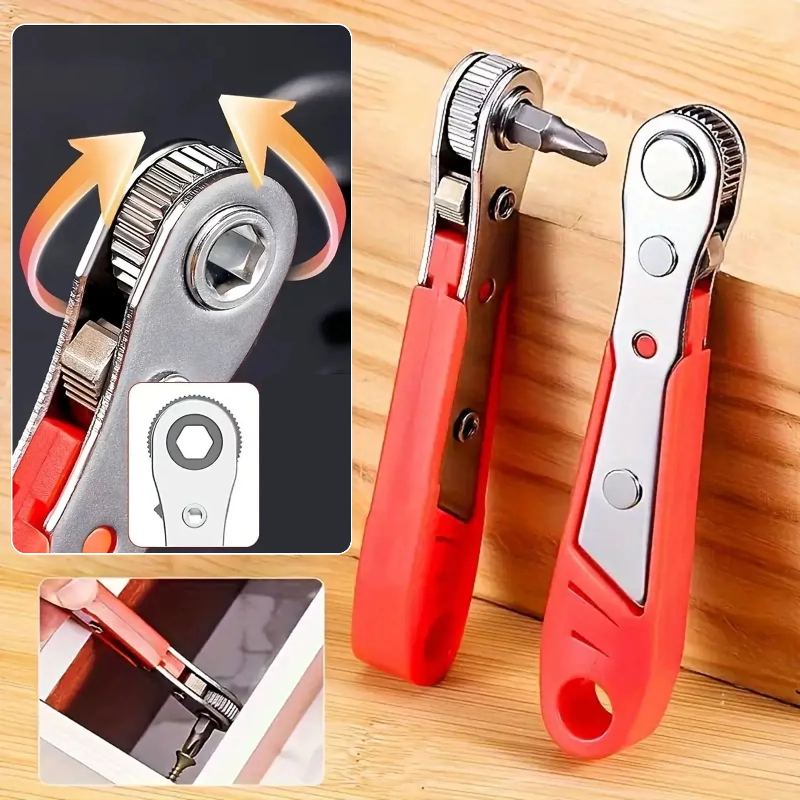36-Tooth Mini Screwdriver Set 1/4 Right Angled Ratchet Screwdriver with Phillips Slotted Torx Magnetic Bits for Small Space