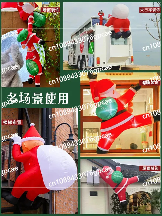 Christmas Ornaments Santa Claus Hanging Inflatable Luminous Air Model Store Outdoor Scene Arrangement Pendant 2025