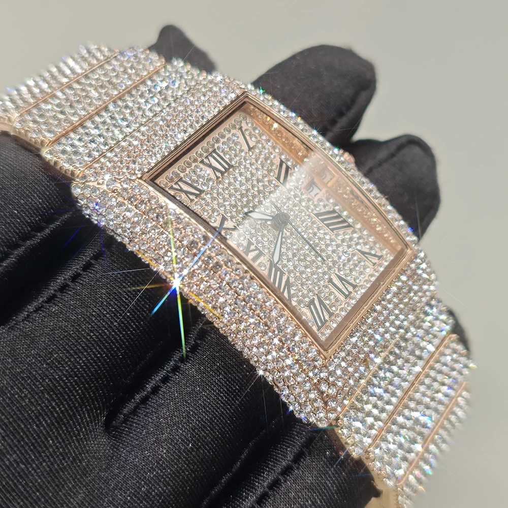2025 Orologio da uomo con diamanti al quarzo di marca di lusso caldo per uomo Moda Hip Hop Full Diamond Bling Jewelry Orologi da polso Uomo Dropshipping ﻿