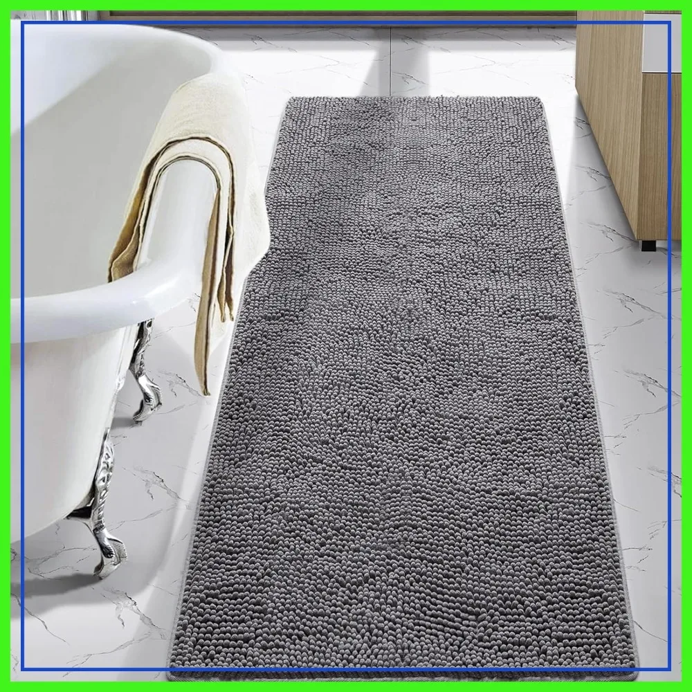 

Luxury Bathroom Rug 24x60 Inch, Washable Non Slip Shaggy Bath Mat, Soft Plush Chenille Absorbent Carpet
