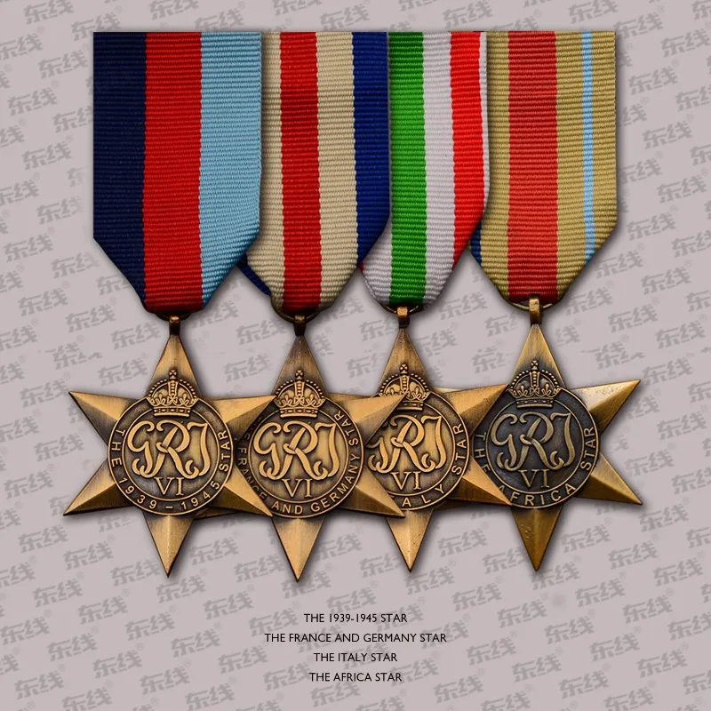 4 styles of Eastern Route Reproduction Second British Station 1939-1945 Order of Italy African Franco-German metal Star Medal