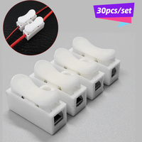 30Pcs/lot CH2 Spring Quick Wire Connector 2P No Solding Quick Cable Wire Connector No Screw Terminal Block Spring Clamp