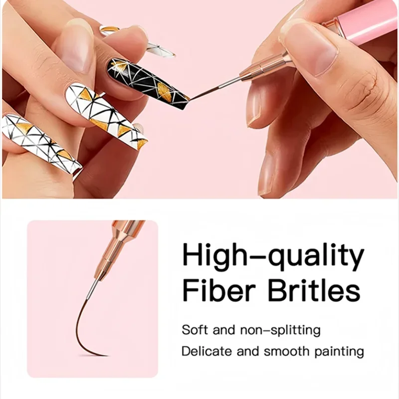 LULAA 5pcs Nail Art Brushes Liner Striping Brush Super Fine Nail Art Long Striper Pen Set Coloring Nail Brushes for Nail Art image 4