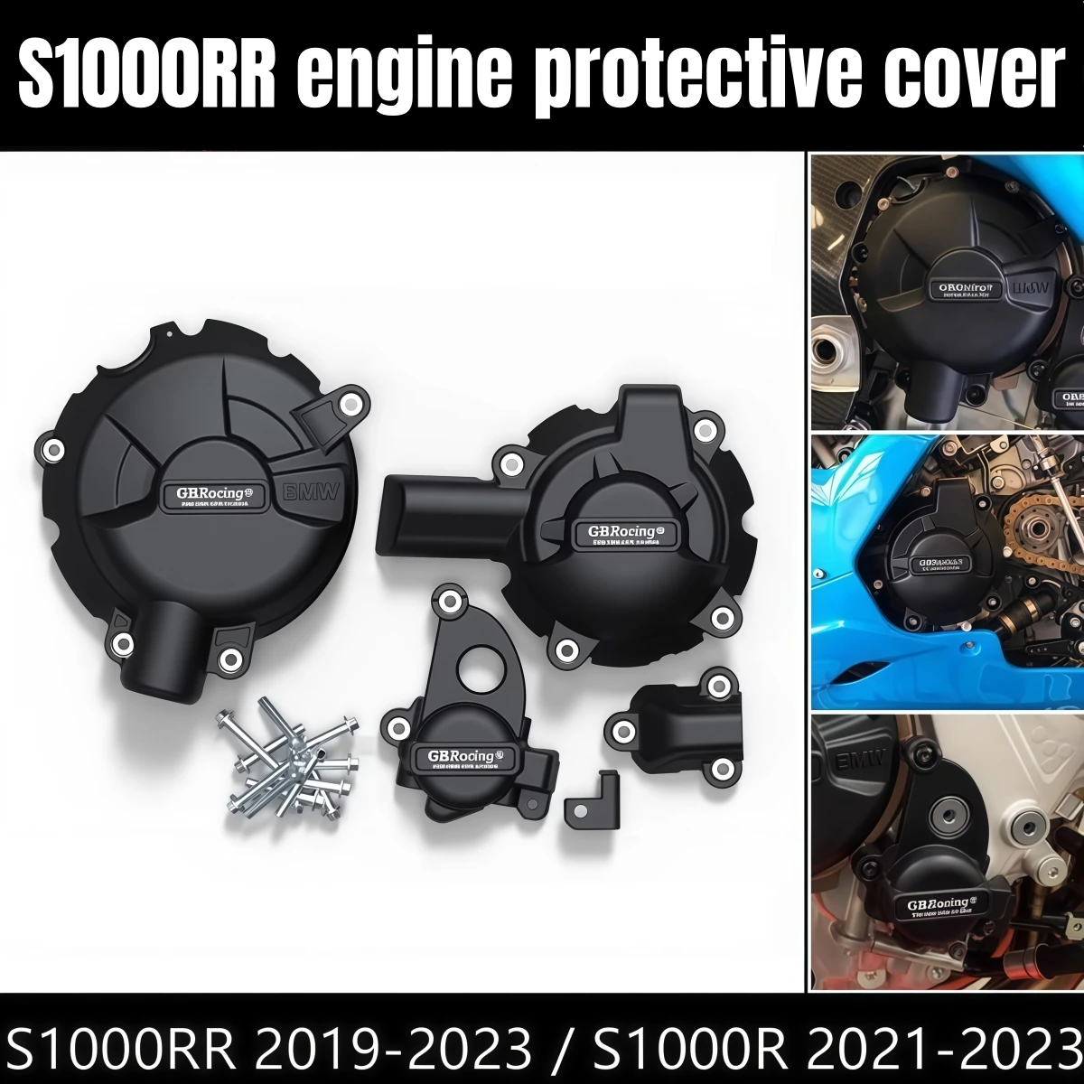 

3-Piece Motorcycle Modified Engine Cover Set, Suitable for Bmw S1000R/S1000Rr/19-23 Engine Protection Cover, Engine Anti-Drop Shell Side Cover