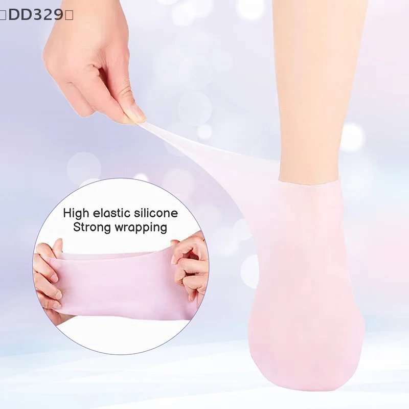 maveraDD329 OrganiSilicone Gel hidratante Calcetines para el talón Esfoliante y previene la sequedad Rejuvenecimiento de la piel del pie Cuidado de los pies Calcetín elástico