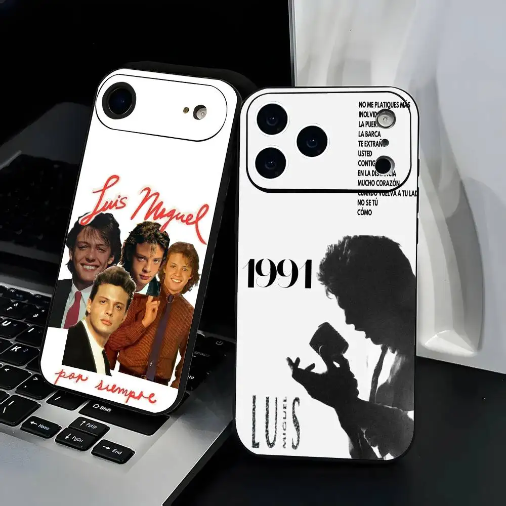 Hermosa funda de teléfono L-Luis Miguel Singer para IPhone 12-17, diseño pintado con aerosol UV, protección diaria anticaída