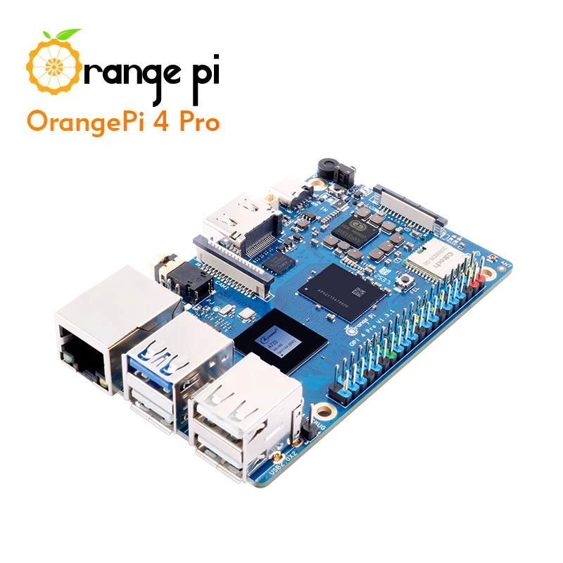 Orange Pi 4Pro 2GB/6GB/8GB/12GB LPDDR5 Dev Board Allwinner A733 Chip 3Tops NPU Wi-Fi6.0 + BT5.4 M.2 M-Key Slot Board Computer