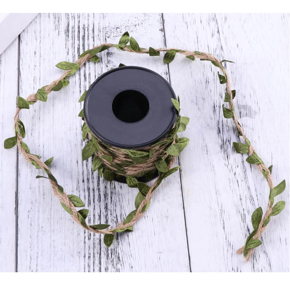 

2pc Burlap Leaves Jute Rope 10M Bouquet Wrapping Diy Craft Garland Decoration Flower Rope Fresh Rattan Leaf Weaving Forest