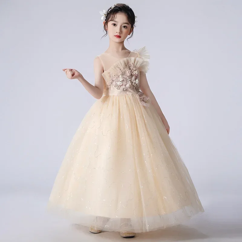 Bambini 2023 New girl's Princess Wedding Performance Evening bambina Summer children's Dress Fluffy Ski