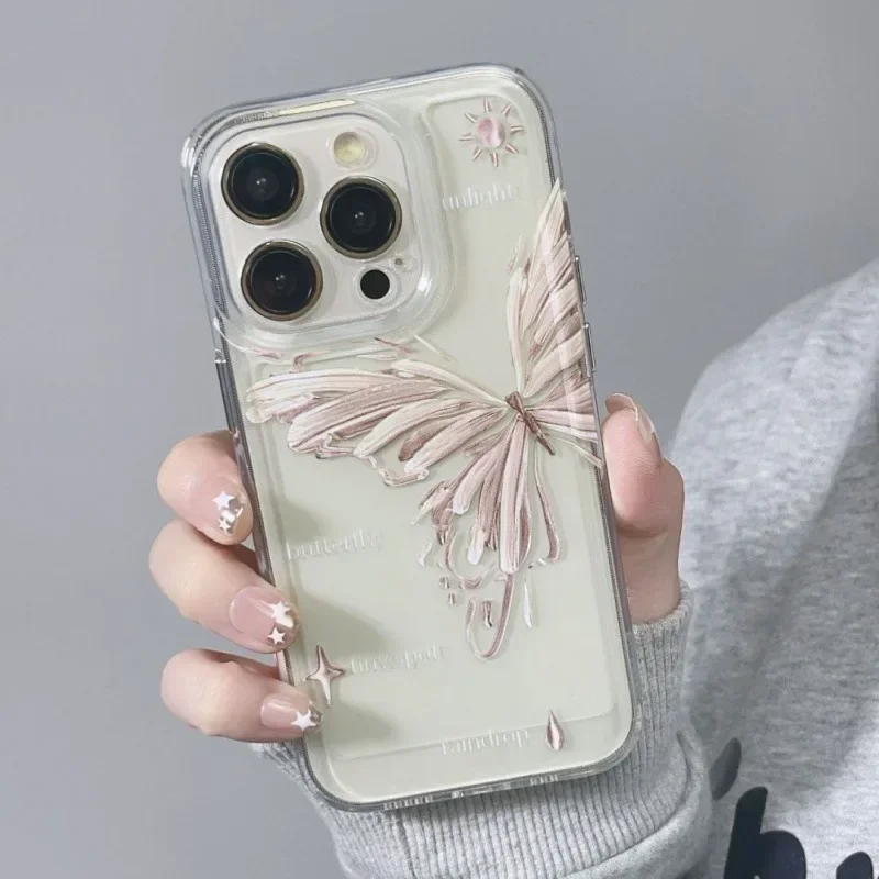

Cute Butterfly Clear Phone Case For iPhone 16 15 14 13 12 Pro Max Butterfly Soft Clear Case Cover Fundas