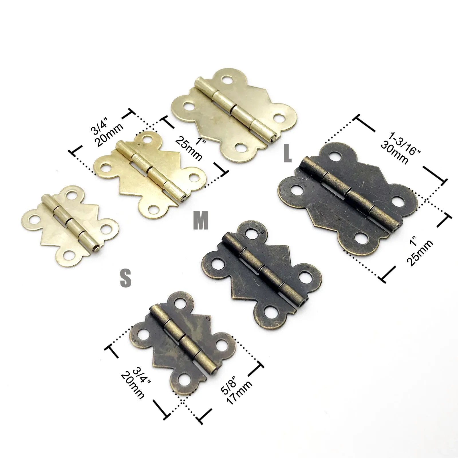 HZYUEGOU 12 Stück Antike Messing Goldene Schmetterlingsform Schmuckkästchen Geschenk Holz-Spieluhr Weinkasten Puppenhaus Schranktür Scharnier – Detail 1