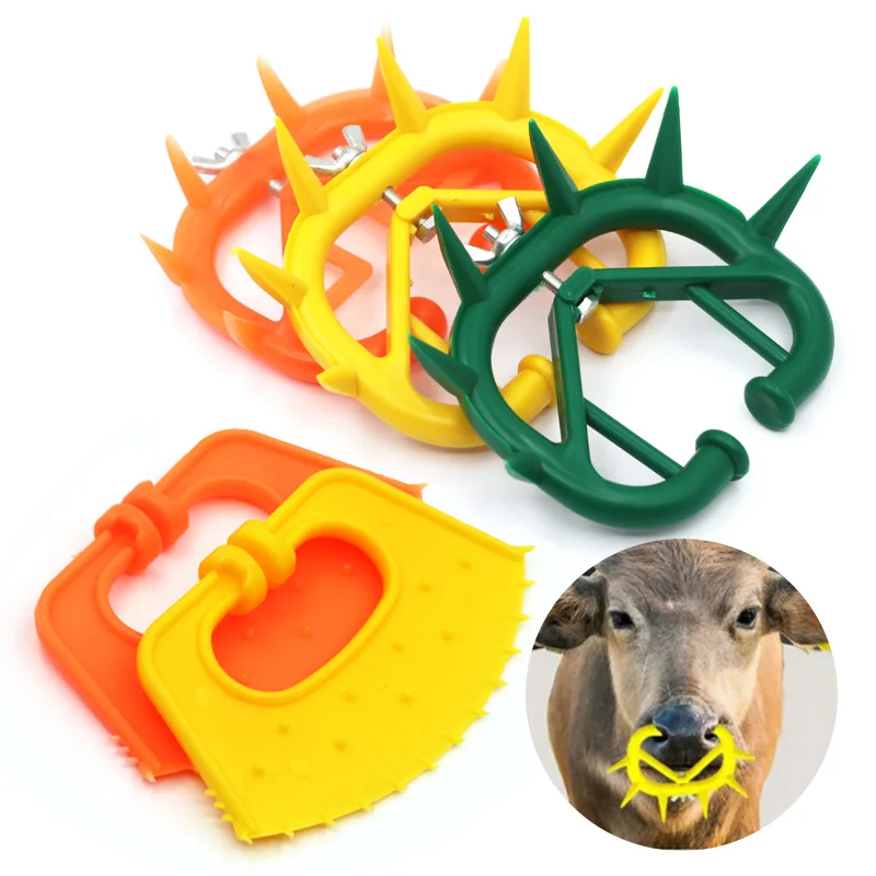 

2 Pcs Cattle Nose Thorn Plastic Rings Anti Sucking Milking Stop Kit for Calf Cow Weaner Tool Farm Animal Supplies Pet Products