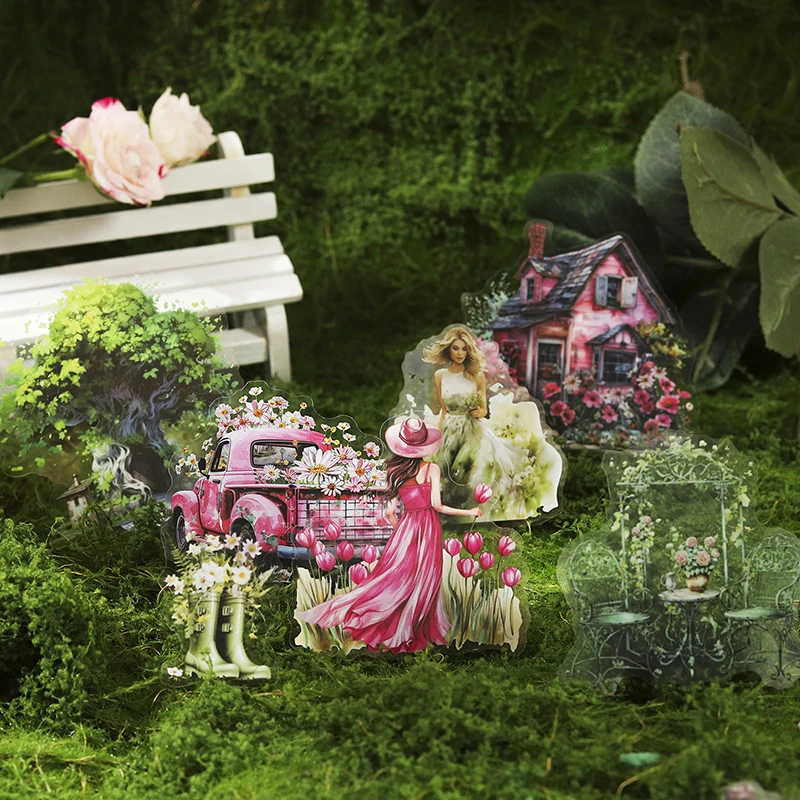 8Packs/Lot Bloem Workshop Story Series Retro Bericht Sticker