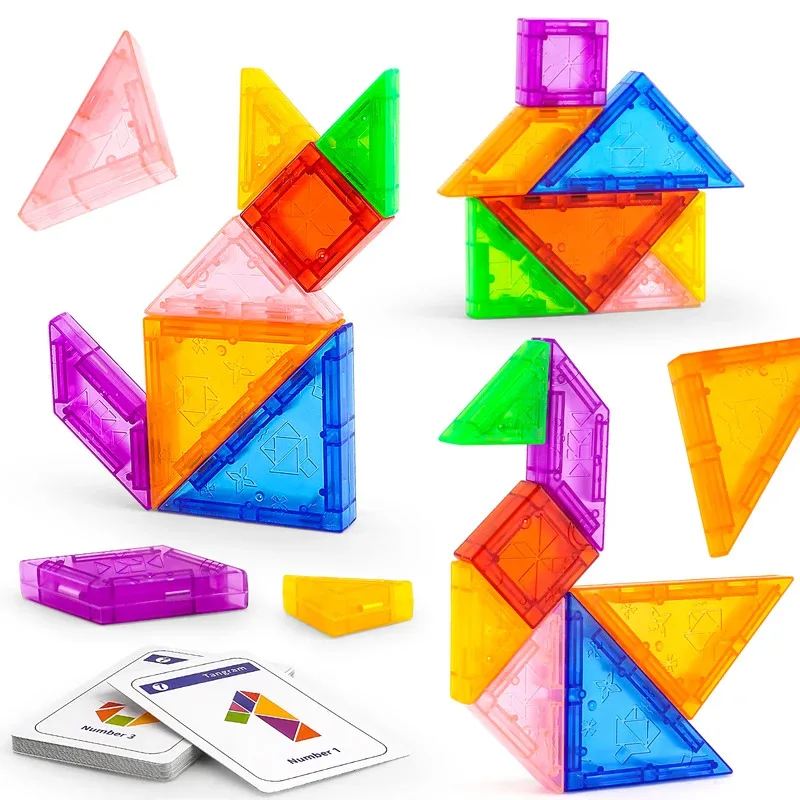 

Магнитная головоломка TEMIKIDS Tangram для учащихся начальной школы, геометрические строительные блоки, головоломка и креативные магнитные игрушки