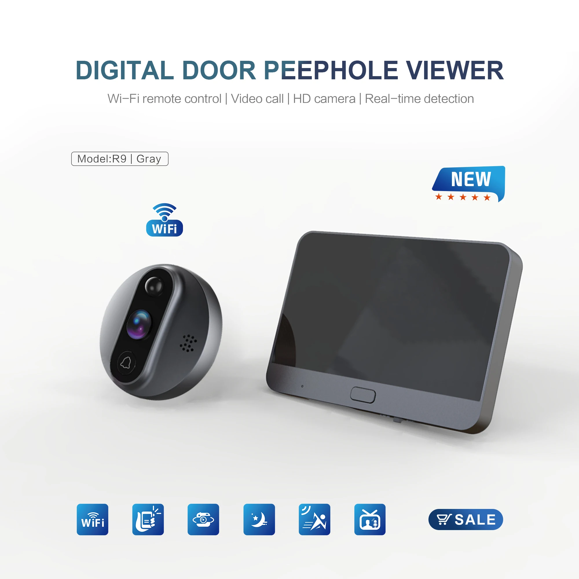 4.3 inch Tuya/Ubox APP WIFI Doorbell 2MP 1080P Video Door Phone Intercom Visual Door Viewer Camera Peephole Viewer
